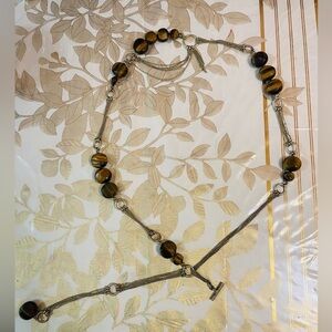 Vintage Kenneth Cole Belt / Necklace -tiger Eyes Gemstones - Adjustable